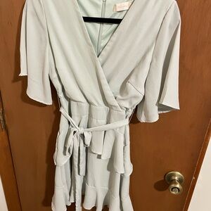 Light Sage Dress with Tie Around Waist